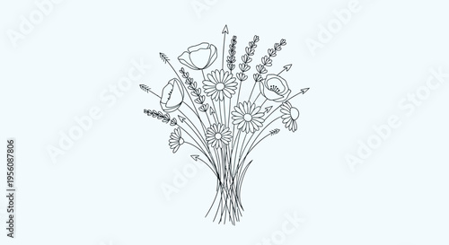 Detailed illustration of a flower bouquet.