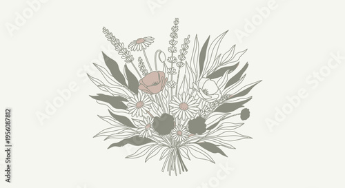 Detailed illustration of a floral bouquet.
