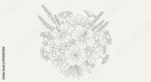 Detailed illustration of a flower bouquet.