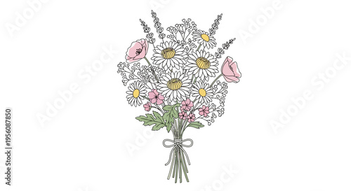 Bouquet of flowers with white daisies.