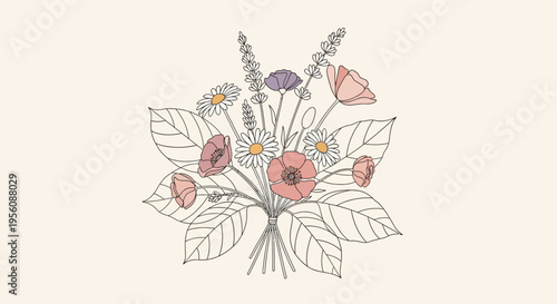 Bouquet of flowers with pink petals.