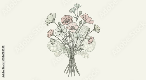 Bouquet of Pink and Gray Roses.