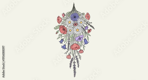 Colorful floral arrangement with purple flowers.