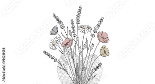 Colorful flowers in a vase arrangement.