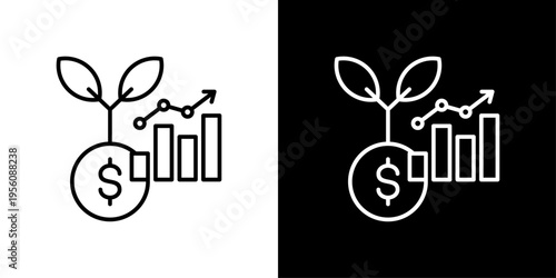 Growth Icon Sheet Black And White