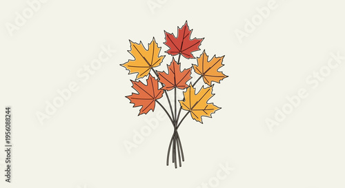 Colorful autumn leaves on a branch.