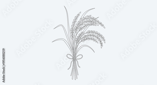 Dried wheat tied with ribbon bouquet.