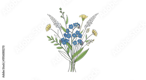 Bouquet of colorful flowers vase.