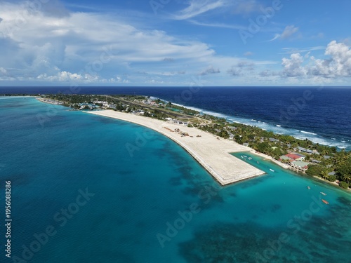 Obraz na płótnie FUNAFUTI, TUVALU - MARCH 2026: Aerial view of the TCAP_1A land reclamation site