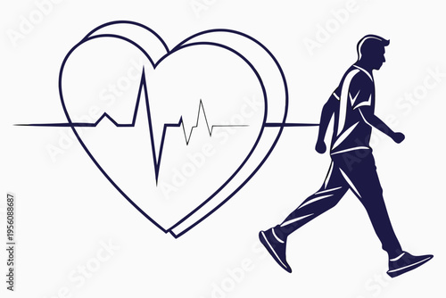 Heart shape with a vibrant pulse line, representing strong emotions and a healthy heartbeat. Dynamic vector illustration for wellness and love themes.