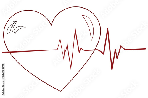 Heart shape featuring a bold pulse graph line, indicating vital signs and emotional health. Strong vector graphic for medical and abstract themes.