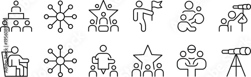 Black line of people teamwork communication and leadership