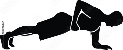 Vector illustration of a black dog silhouette alongside a fitness lady performing a yoga exercise art person