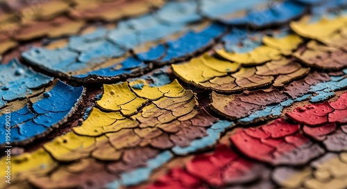 Wallpaper Mural Vibrant multicolored peeling paint surface with cracked texture Torontodigital.ca