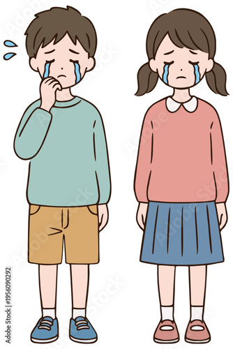 泣いている子どものシンプルイラスト