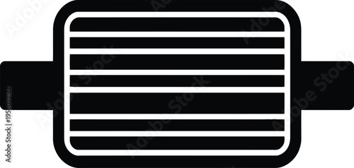 Shiny orange and black web button set featuring glossy vector illustration icons for a printer and usb flash drive navigation element on a blank glass rectangle banner design