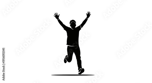 Man celebrating victory black silhouette vector illustration EPS10 Stock.eps