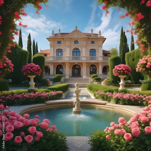 Luxurious Mansion with Beautiful Garden and Fountain