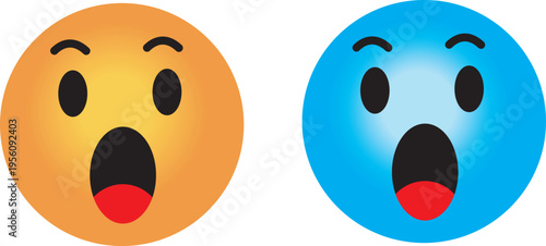 3D Surprised Wow Emoji Face – Shocked Emoticon with Open Mouth, Cute Smiley Expression of Wonder and Amazement
