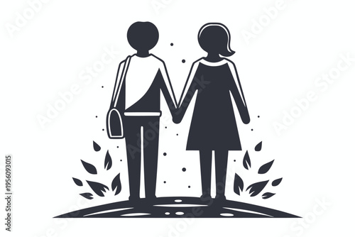Modern minimalist vector illustration of hands holding, emphasizing connection and mutual support.