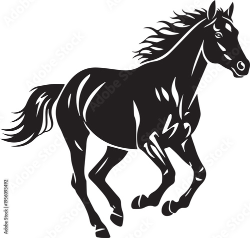 Running horse silhouette black vector graphic