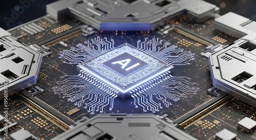 Wallpaper Mural Artificial intelligence ai chip on circuit board with glowing blue lights Torontodigital.ca