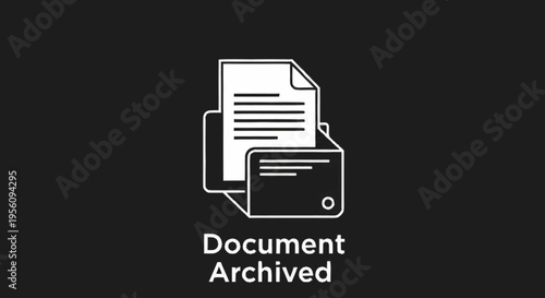 A document archived icon on a black background.