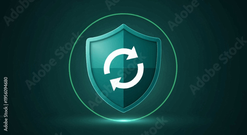 a green shield with a white circular arrow.