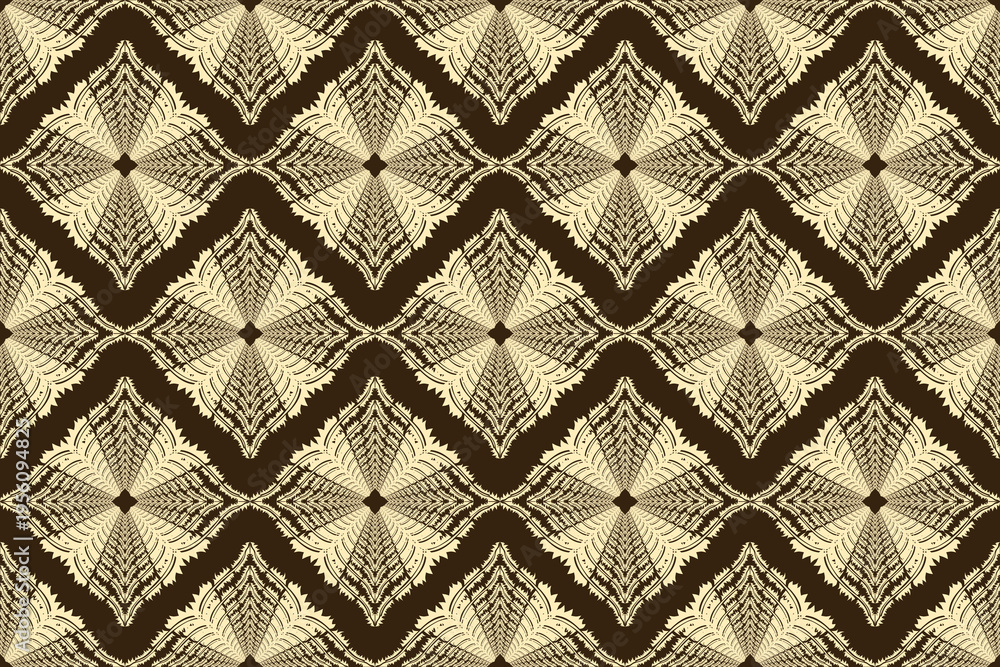 Fototapeta premium Vintage Brown Ethnic Seamless Pattern Geometric Tribal Ornamental Background 