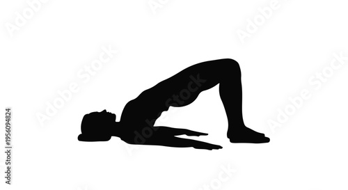 Yoga woman in bridge pose silhouette on white background, healthy lifestyle and wellness concept with fitness and exercise