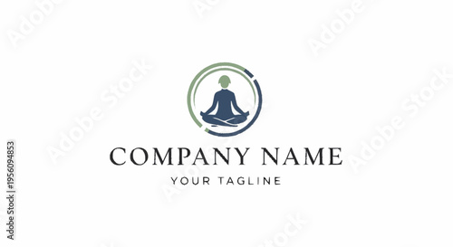 A serene logo design template with a meditating figure.