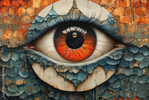 Mystical Eye Surrounded by Serpents in Medieval Style