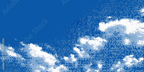 Abstract blue background with scattered white dots resembling clouds