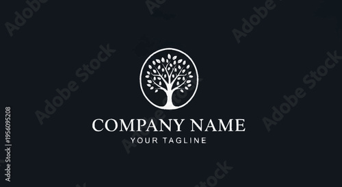 Company logo template with tree symbol.