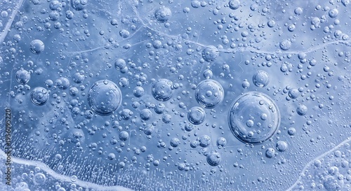 Wallpaper Mural Frozen water droplets on a blue surface with ice crystals and bubbles Torontodigital.ca