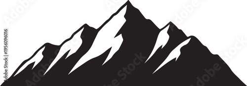 Black mountain range silhouette vector icon