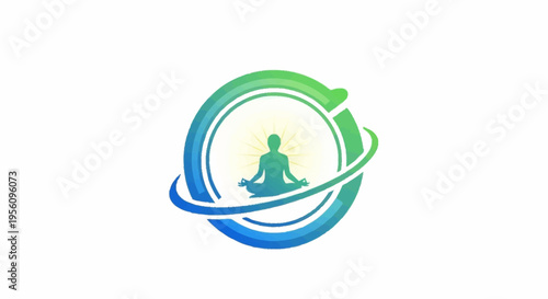 Meditation logo with a person sitting.