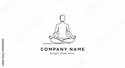 Yoga meditation logo with person.