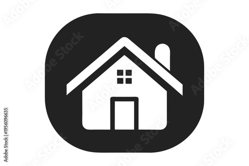 Simple black and white home symbol with soft rounded edges, ideal for conveying ideas of residence, security, and belonging. Versatile vector icon.