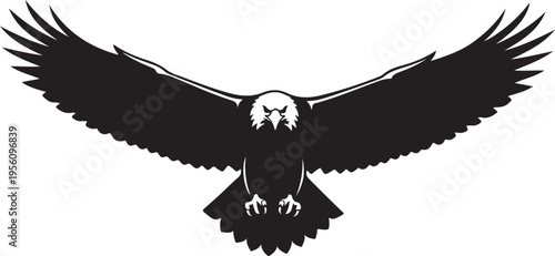 Black eagle, flying eagle silhouette, bird icon, wildlife symbol