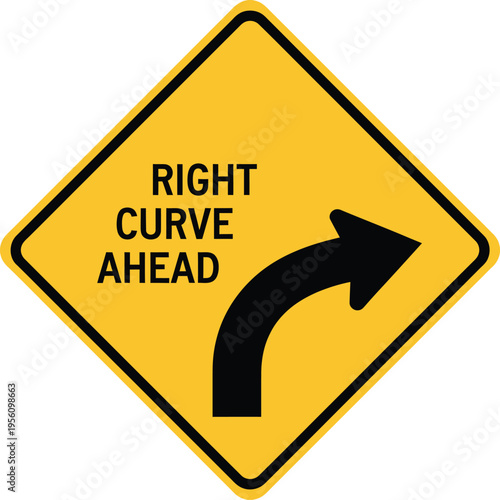 A yellow diamond warning roadsign featuring a speed limit symbol and directional arrow icon provides a safety message for traffic caution ahead on the street