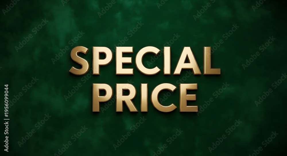 Obraz premium Gold Special Price 3D Text on Luxury Green Textured Background