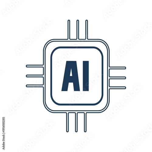 Computer Technology Icon Set – Modern Flat Line Collection. Vector microchip processor icon symbolizing computing power and artificial intelligence systems. Ideal for hardware and tech concepts.