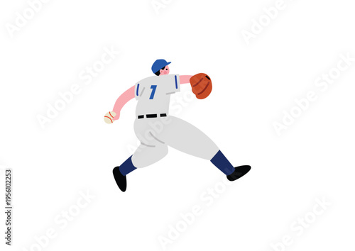 ボールを投げる野球選手のイラスト