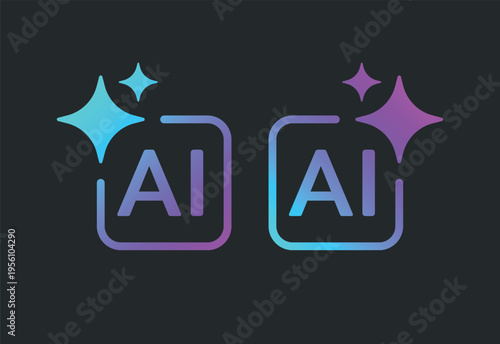 Artificial intelligence icon set, AI generate icons