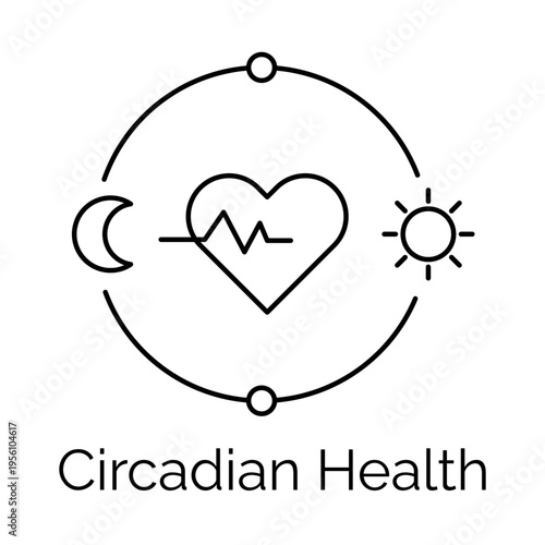 Circadian Cycle and Sleep Wake Pattern Outline Icon
