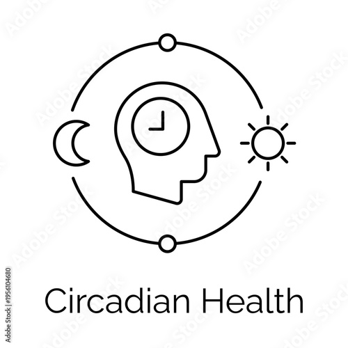 Body Clock Regulation and Daily Rhythm Line Icon