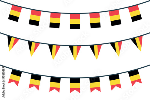 Belgium flag bunting icons set, belgian flag symbol
