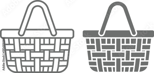 Gray shopping baskets with woven pattern and handle