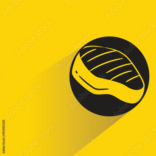 steak icon with shadow on yellow background